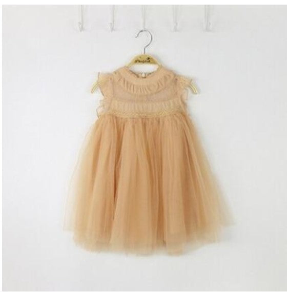 Girls dress net celebrity children foreign style flying sleeves net gauze puffy princess vest skirt summer INS foreign trade children's clothing