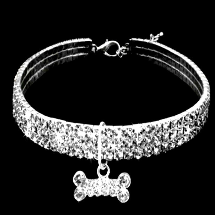 Explosive Manufacturers Pet Products Three-row Elastic Necklace Pet Collar Bones Dog Accessories Cross-border E-commerce