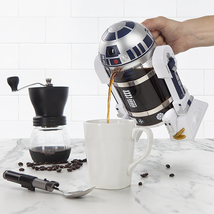 Creative R2D2 robot household mini hand coffee machine, insulation pot, coffee pot, Mocha press pot