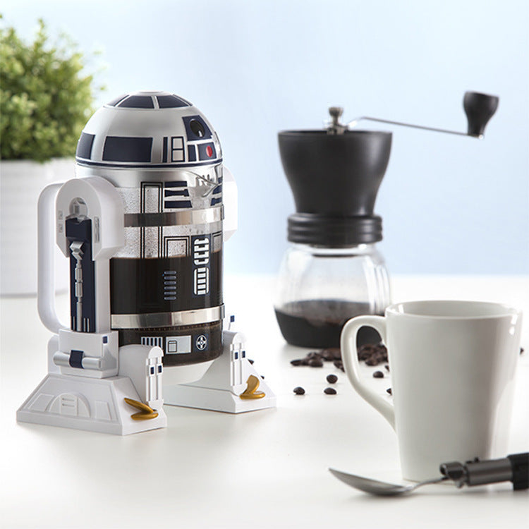Creative R2D2 robot household mini hand coffee machine, insulation pot, coffee pot, Mocha press pot