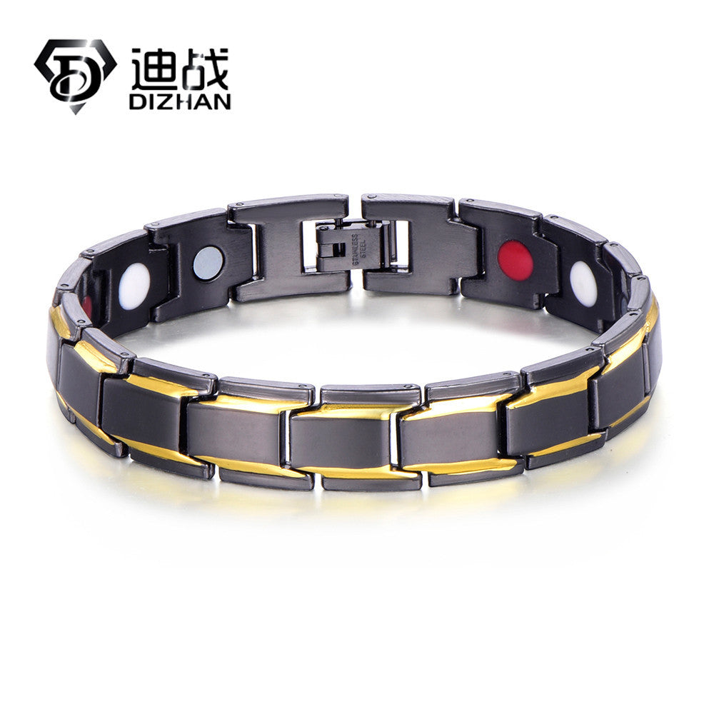 New Fashion Jewelry Black Charm Gold-plated Copper Health Bracelet Men's Classic Bracelet