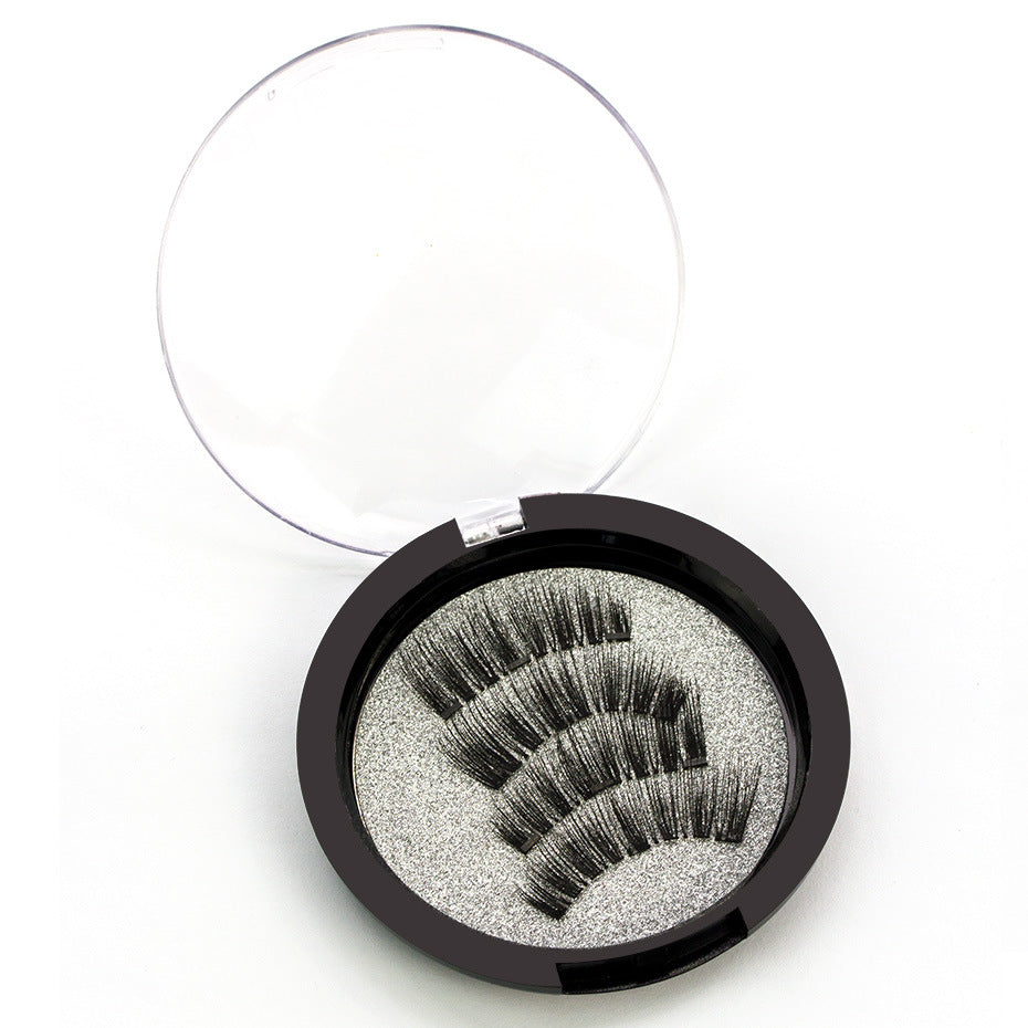 Factory direct three magnet false eyelashes 3D magnetic false eyelashes handmade natural realistic magnet eyelashes