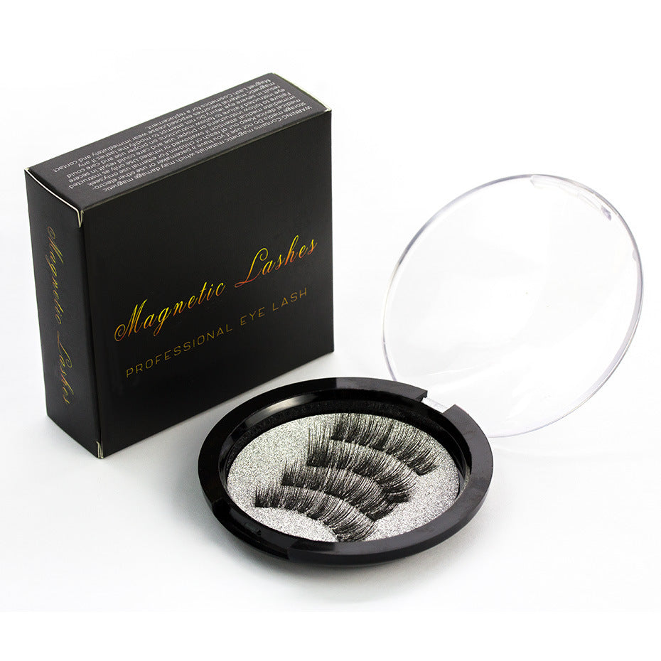 Factory direct three magnet false eyelashes 3D magnetic false eyelashes handmade natural realistic magnet eyelashes