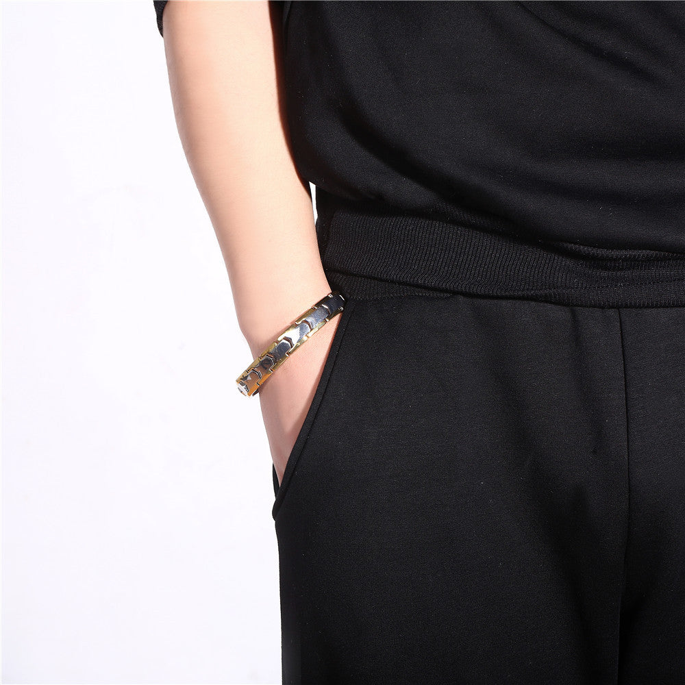 New Fashion Jewelry Black Charm Gold-plated Copper Health Bracelet Men's Classic Bracelet