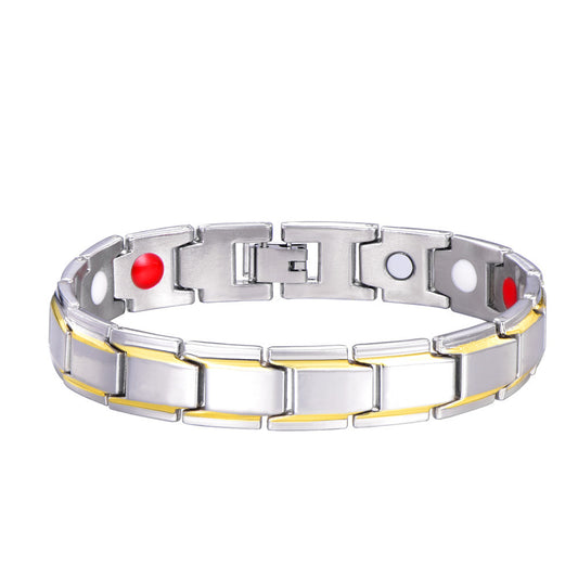 New Fashion Jewelry Black Charm Gold-plated Copper Health Bracelet Men's Classic Bracelet