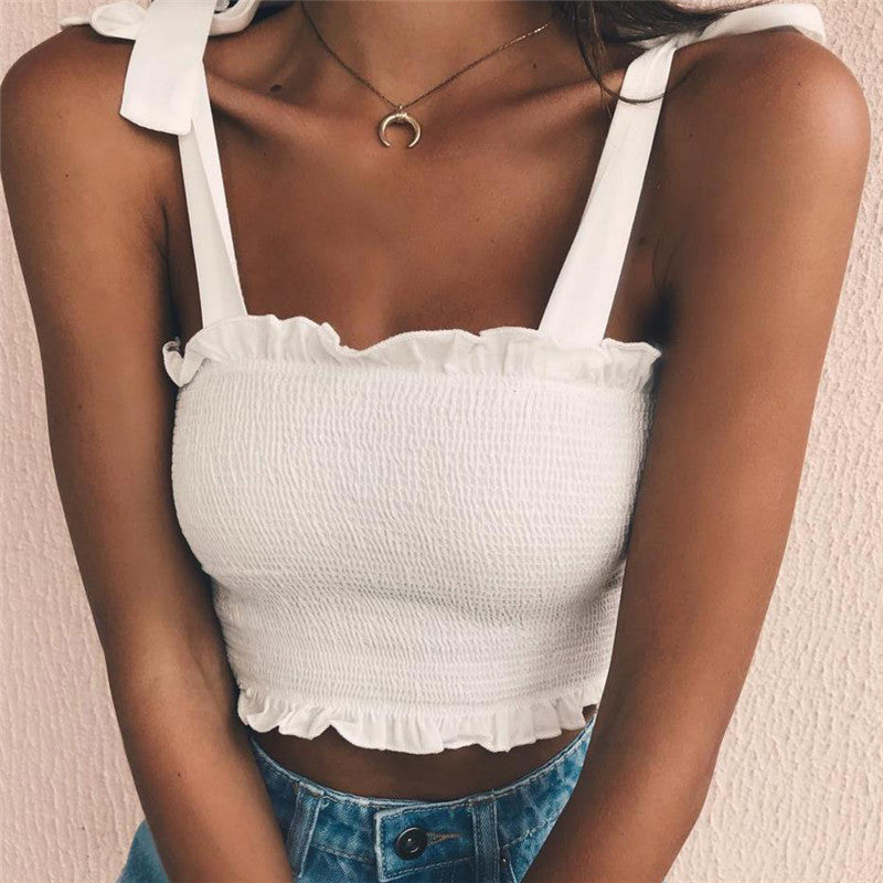 European station hot sale 2017 AliExpress hot style women's autumn and winter new style lace short solid color short short vest women