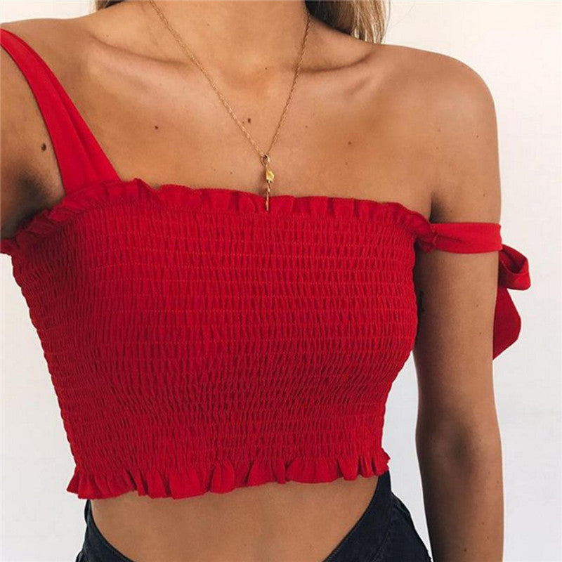 European station hot sale 2017 AliExpress hot style women's autumn and winter new style lace short solid color short short vest women