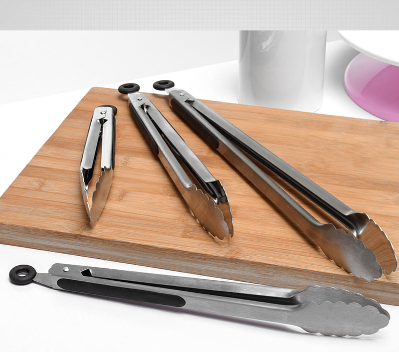 Stainless steel kitchen supplies food tongs barbecue bread buffet barbecue tongs silicone multifunctional food tongs