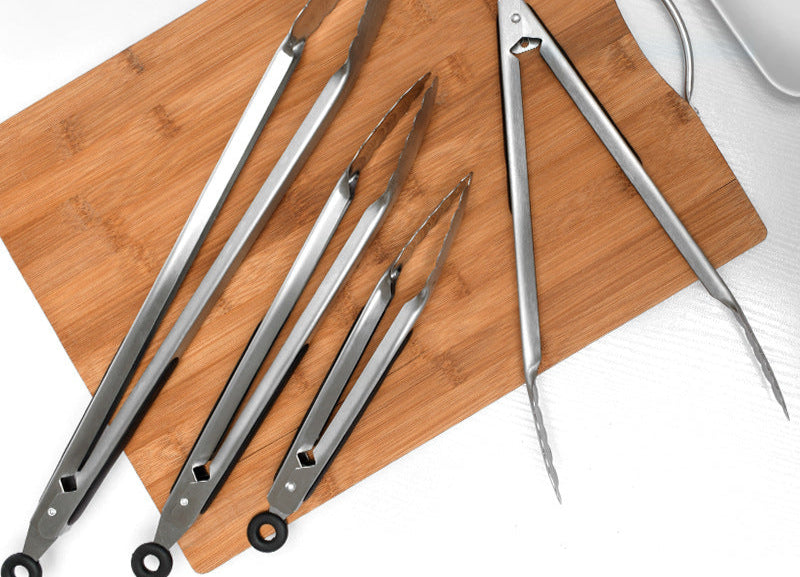 Stainless steel kitchen supplies food tongs barbecue bread buffet barbecue tongs silicone multifunctional food tongs