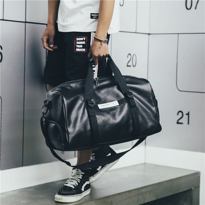 New short-distance travel bag men's large-capacity pu handbag fashion sports gym bag waterproof business travel luggage bag