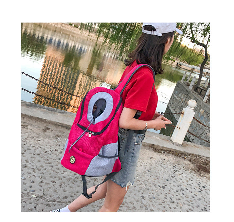 Pet backpack dog shoulder bag chest bag out portable travel breathable dog bag pet supplies backpack