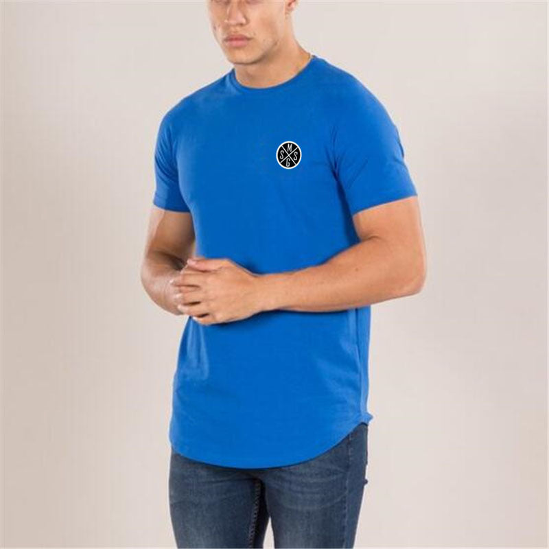 Summer new men's sports bodybuilding fitness cotton round neck letter printing Slim casual T-shirt