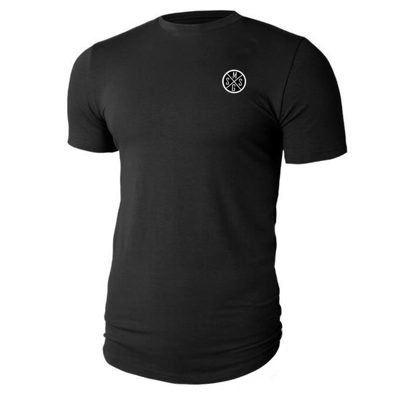 Summer new men's sports bodybuilding fitness cotton round neck letter printing Slim casual T-shirt
