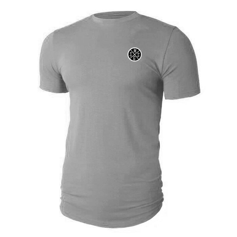 Summer new men's sports bodybuilding fitness cotton round neck letter printing Slim casual T-shirt