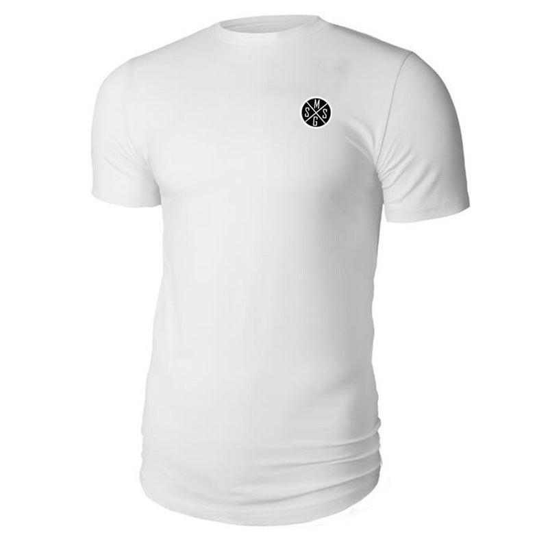 Summer new men's sports bodybuilding fitness cotton round neck letter printing Slim casual T-shirt