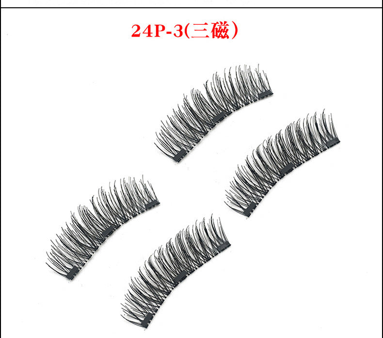 3d magnetic eyelashes three magnets false eyelashes paste no glue-free magnetic eyelashes Europe and the United States selling manufacturers wholesale
