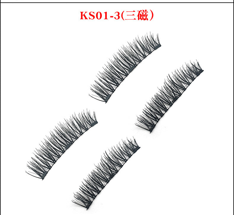 3d magnetic eyelashes three magnets false eyelashes paste no glue-free magnetic eyelashes Europe and the United States selling manufacturers wholesale