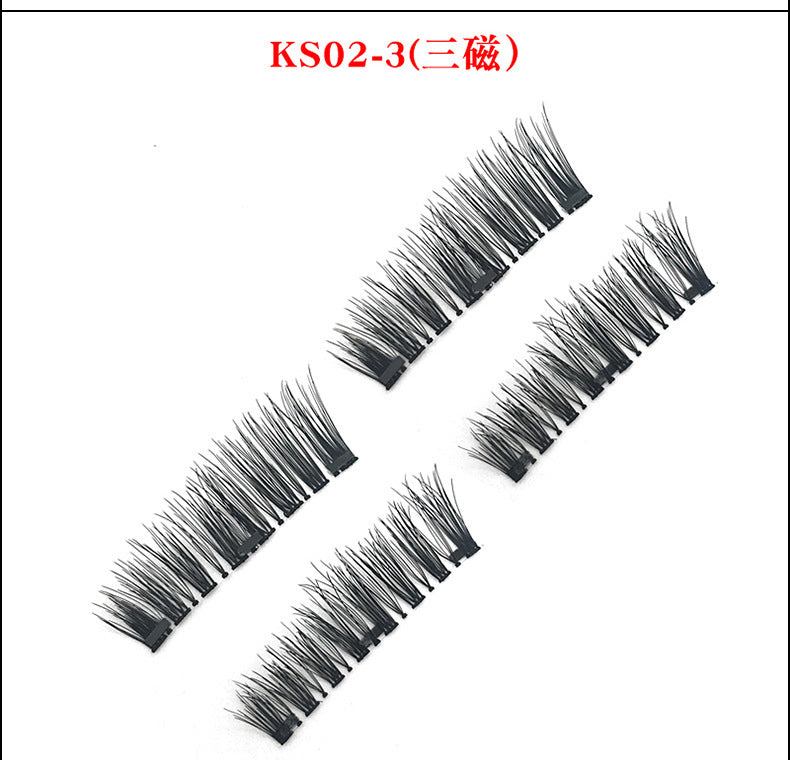 3d magnetic eyelashes three magnets false eyelashes paste no glue-free magnetic eyelashes Europe and the United States selling manufacturers wholesale