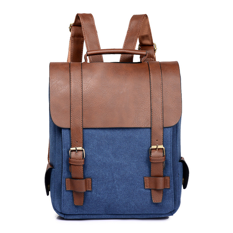 Men's bag personality, European and American Korean version of the tide men and women casual backpack retro canvas bag British college style backpack
