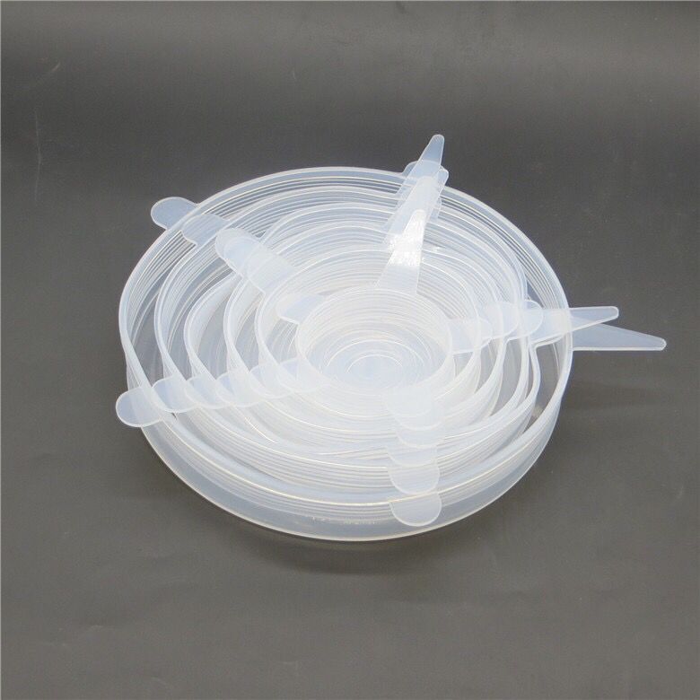 Factory direct silicone fresh-keeping cover Refrigerator sealed silicone fresh-keeping cover 6 sets Transparent round fresh-keeping cover