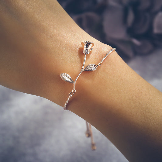 AliExpress WISH Jewelry Small Fresh Rose Flower Pull Bracelet Valentine's Day Birthday Gift Bracelet