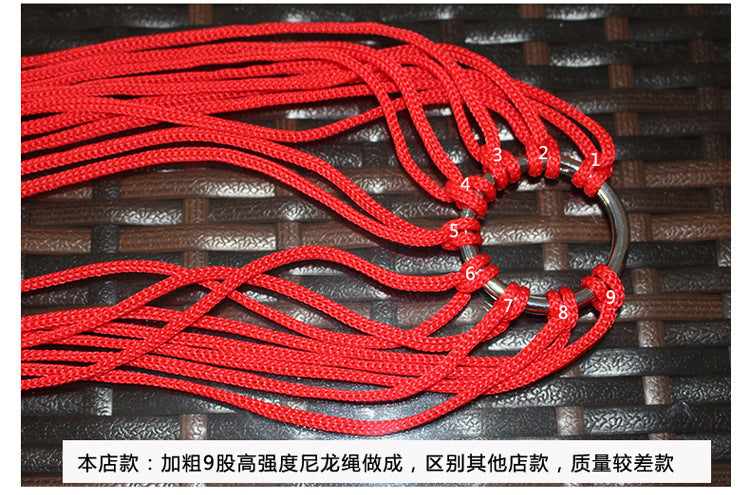 Single hammock Nylon rope hammock Outdoor color mesh hammock Portable camping leisure mesh hammock