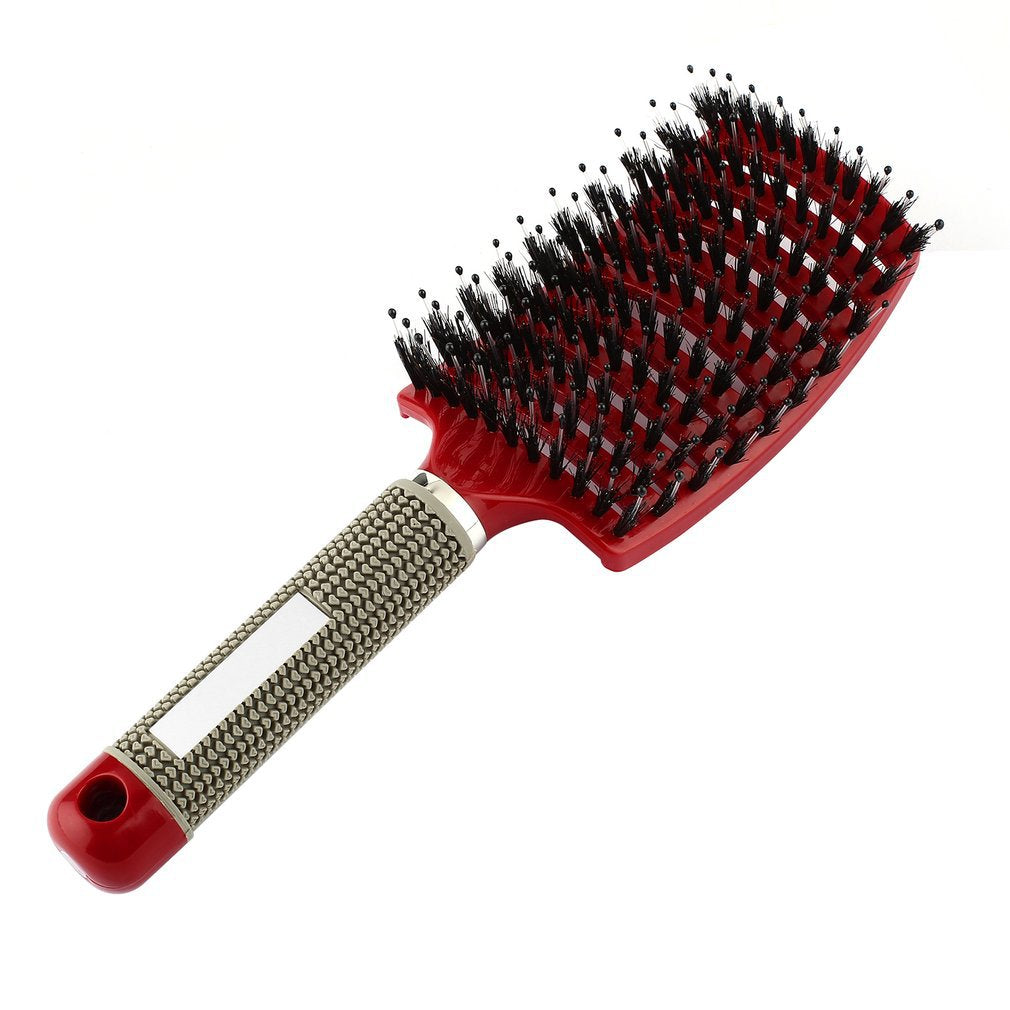 Large curved comb ribs comb pig bristle anti-static curved massage comb nine-row comb shape curly hair plastic smooth hair comb
