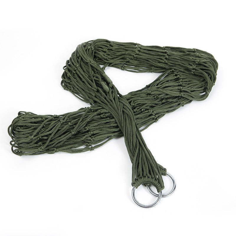 Single hammock Nylon rope hammock Outdoor color mesh hammock Portable camping leisure mesh hammock