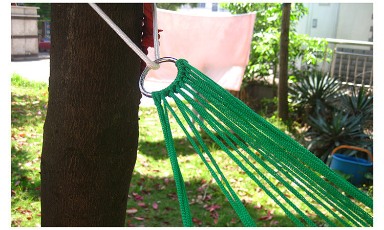 Single hammock Nylon rope hammock Outdoor color mesh hammock Portable camping leisure mesh hammock