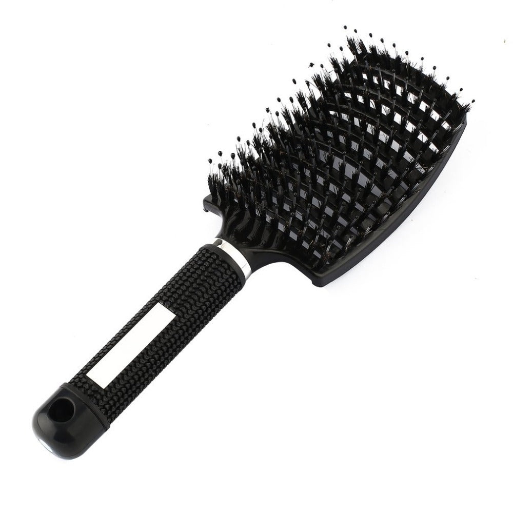 Large curved comb ribs comb pig bristle anti-static curved massage comb nine-row comb shape curly hair plastic smooth hair comb
