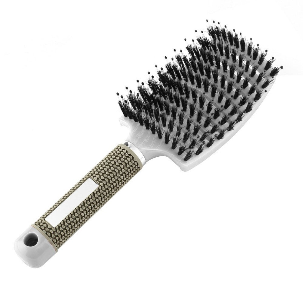 Large curved comb ribs comb pig bristle anti-static curved massage comb nine-row comb shape curly hair plastic smooth hair comb