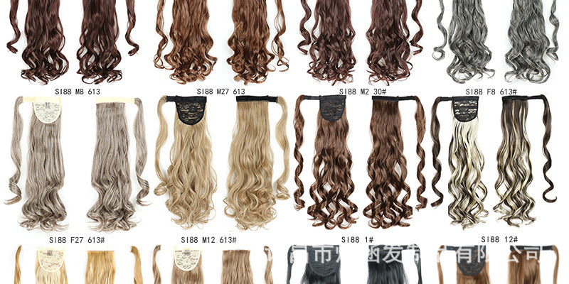WTB 22" Long Wavy Wrap Around Clip In Ponytail Hair Extension Heat Resistant Synthetic Natural Wave Pony Tail Fake Hair