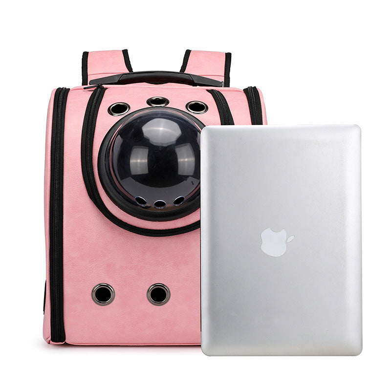 New space cat bag breathable pet bag go out carrying bag folding pet backpack pu breathable cat backpack wholesale