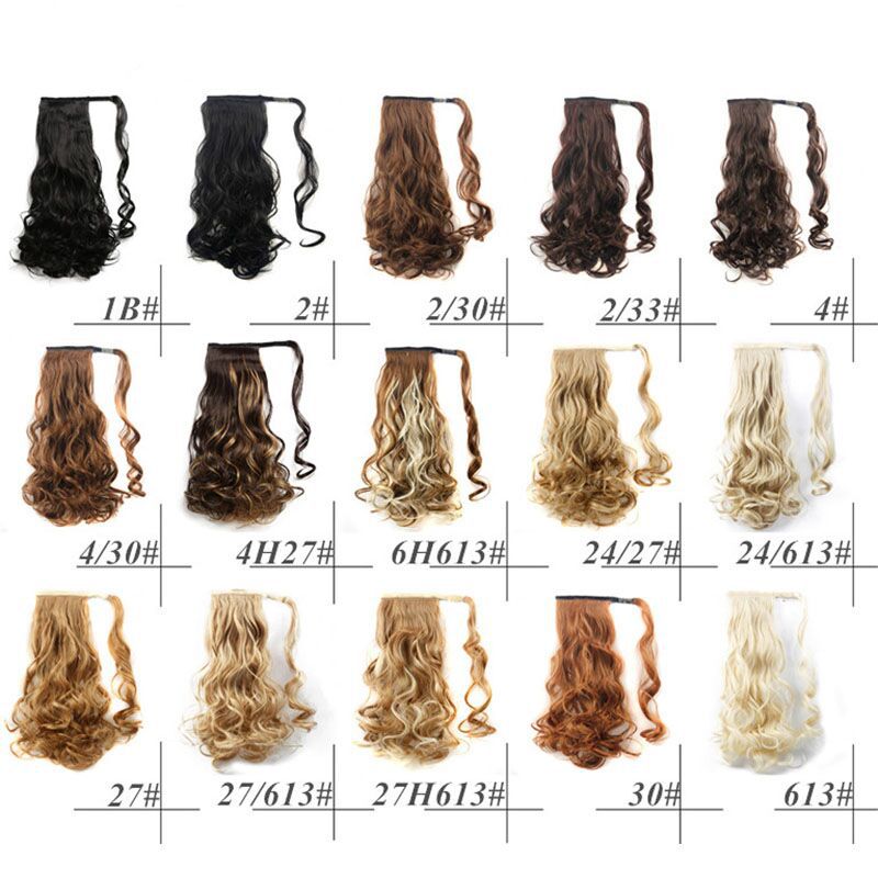 WTB 22" Long Wavy Wrap Around Clip In Ponytail Hair Extension Heat Resistant Synthetic Natural Wave Pony Tail Fake Hair