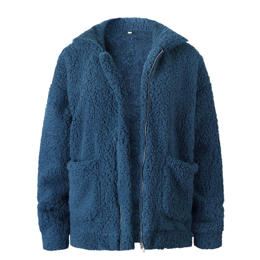 Cross-border special offer 9 colors 6 yards hot 2019 spring and autumn and winter fashion zipper plush comfortable tops Women's jackets in stock