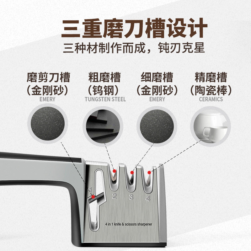 New household quick sharpener, tungsten steel diamond grit, multifunctional manual sharpener, kitchen tools
