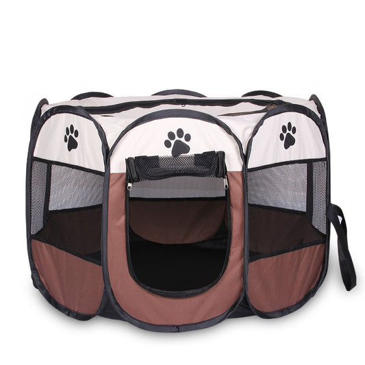 Manufacturers supply fast folding octagonal pet fence 600D Oxford cloth waterproof scratch-resistant cat and dog cage pet cage