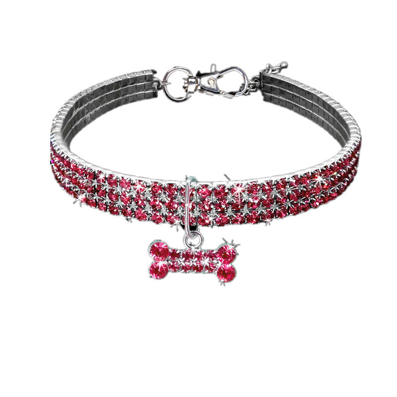 Explosive Manufacturers Pet Products Three-row Elastic Necklace Pet Collar Bones Dog Accessories Cross-border E-commerce