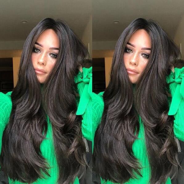 wig women long curly hair big waves in the hair of long bangs straight temperament long curly hair slightly curly black head cover