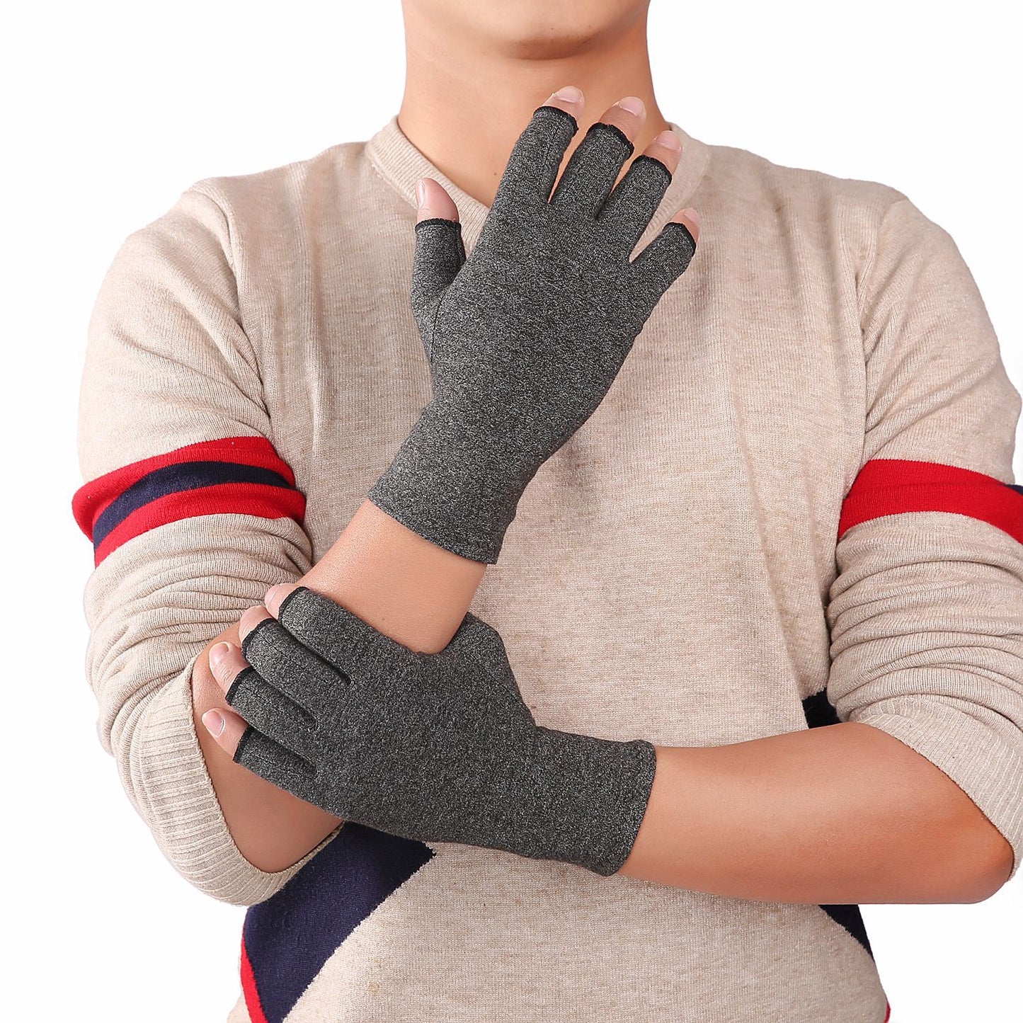 Cross-border Amazon indoor men's and women's sports fingerless pressure gloves arthritis rehabilitation training nursing gloves wholesale