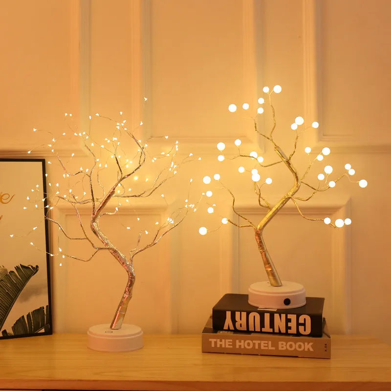Cross-border Amazon Explosive LED Tree Light Touch Pearl Lantern Copper Wire Light Starry Gift Decoration Night Light