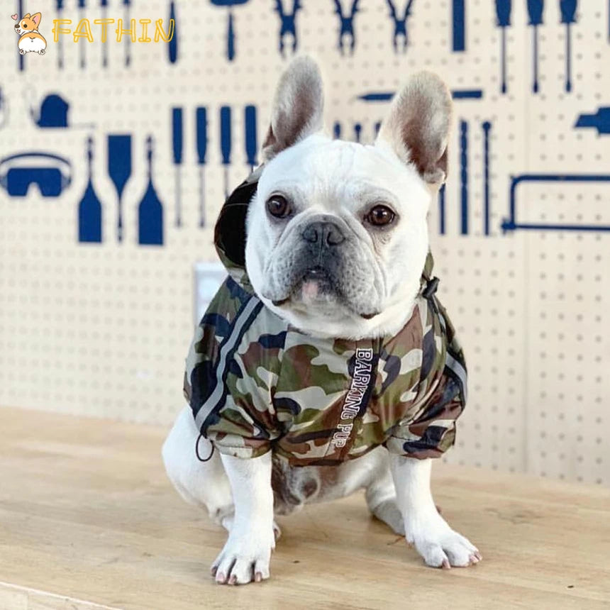 FATHIN Dog Clothes Adidog Camouflage French Bulldog Pupreme Shirt Dog Camo Windbreaker Sport Retro Dog Hoodies Pet Clothes