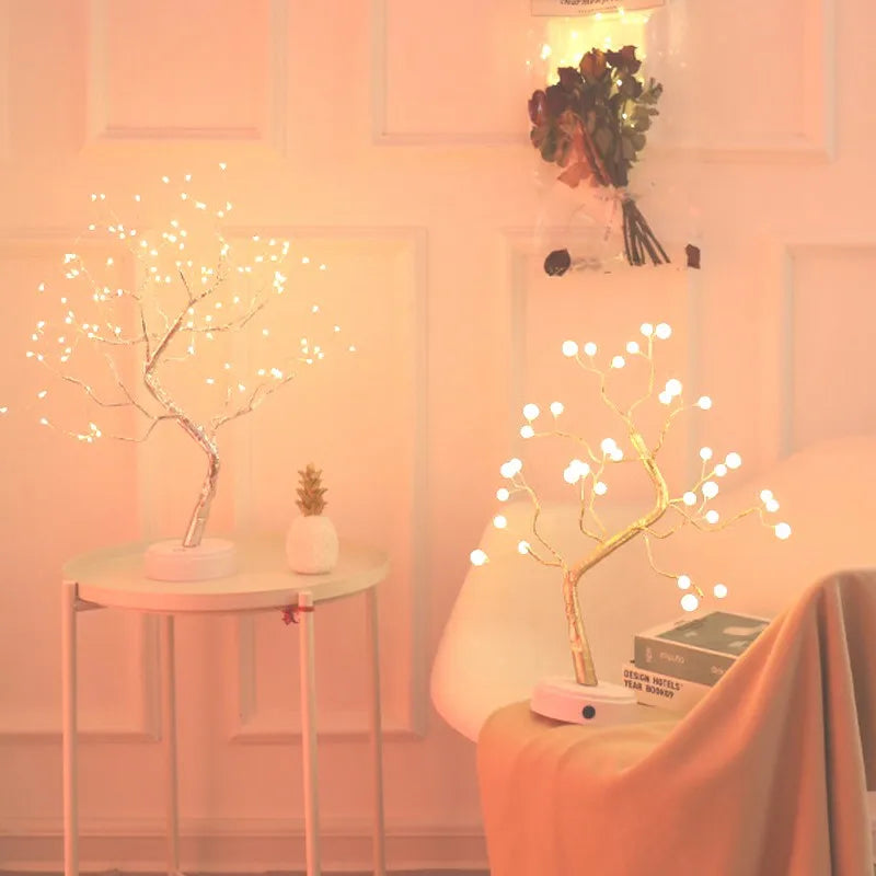 Cross-border Amazon Explosive LED Tree Light Touch Pearl Lantern Copper Wire Light Starry Gift Decoration Night Light