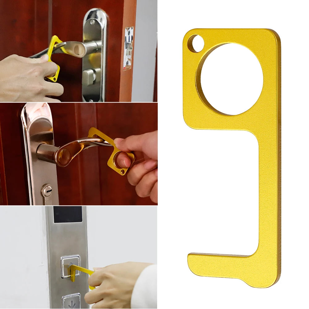 EDC door opener antibacterial anti-epidemic anti-virus brass anti-contact protection isolation key ring pendant zero contact