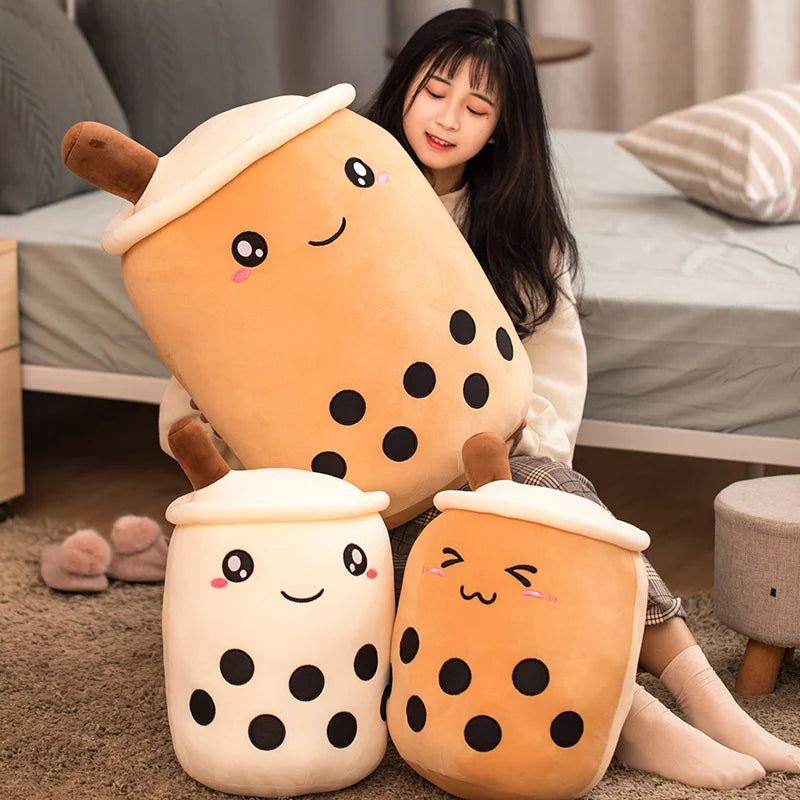 Creative simulation milk tea plush toy cup pillow cute funny doll pearl milk tea cup cushion creative decoration