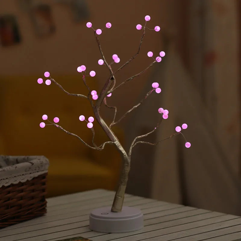 Cross-border Amazon Explosive LED Tree Light Touch Pearl Lantern Copper Wire Light Starry Gift Decoration Night Light