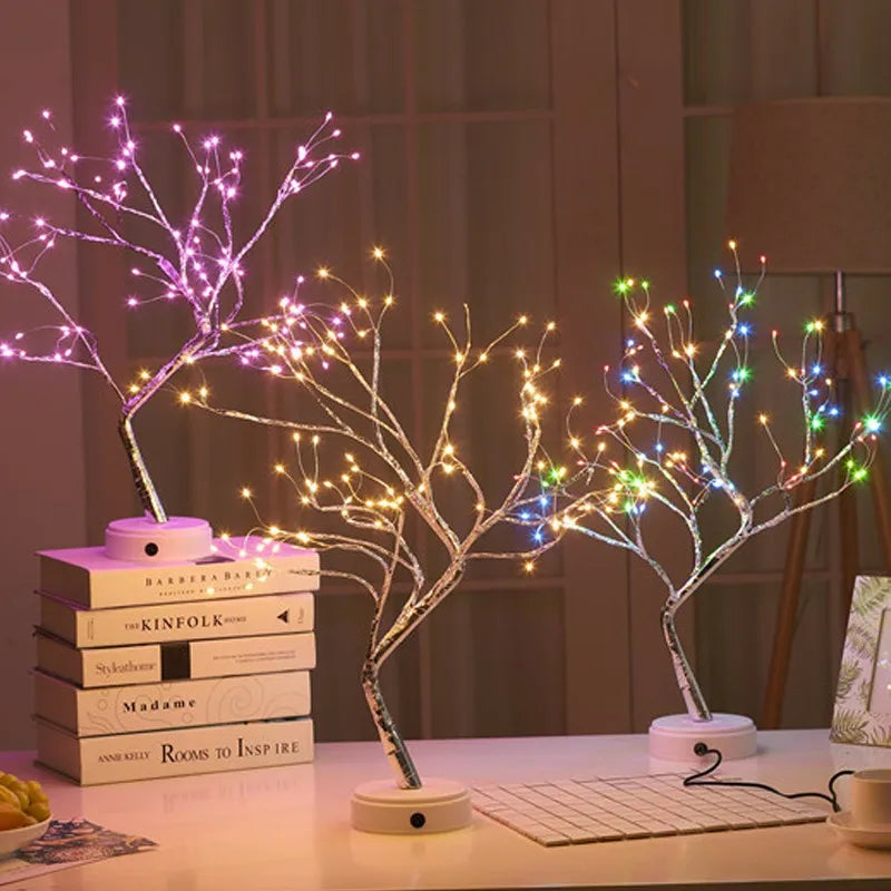 Cross-border Amazon Explosive LED Tree Light Touch Pearl Lantern Copper Wire Light Starry Gift Decoration Night Light