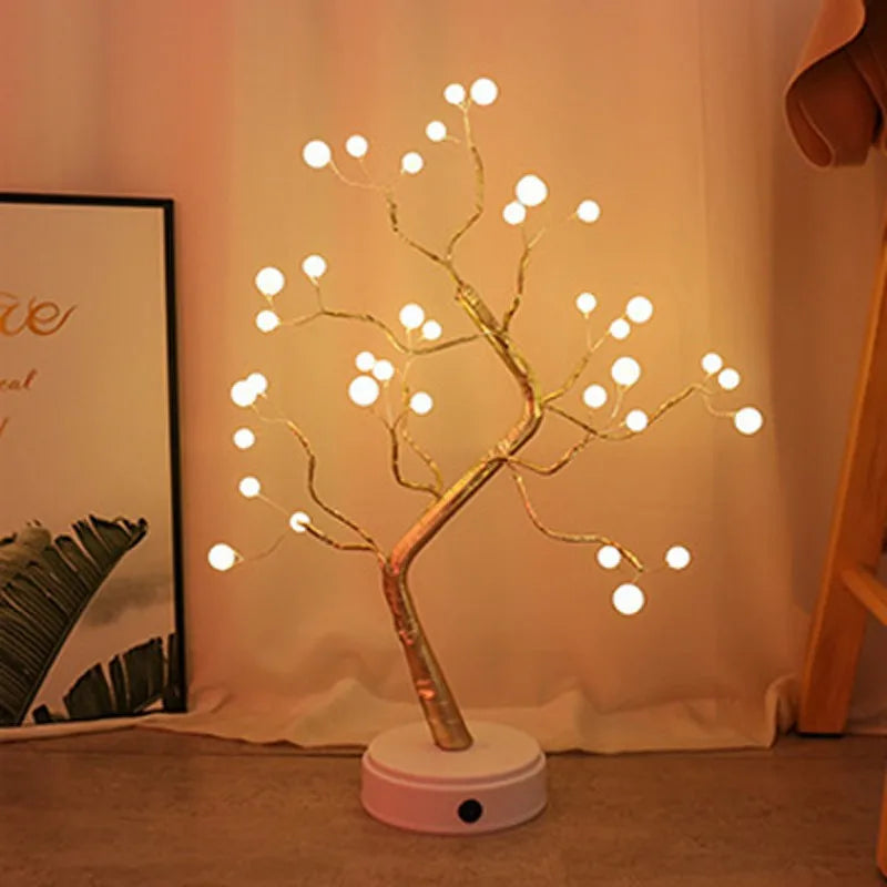Cross-border Amazon Explosive LED Tree Light Touch Pearl Lantern Copper Wire Light Starry Gift Decoration Night Light