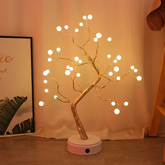 Cross-border Amazon Explosive LED Tree Light Touch Pearl Lantern Copper Wire Light Starry Gift Decoration Night Light