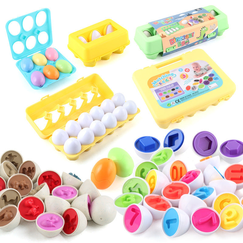 Early childhood education matching smart eggs Children's dinosaur simulation eggs Baby color shape traffic matching egg toys